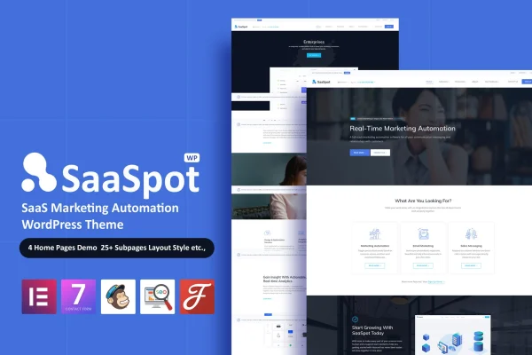 SaaSpot SaaS marketing automation WordPress theme preview