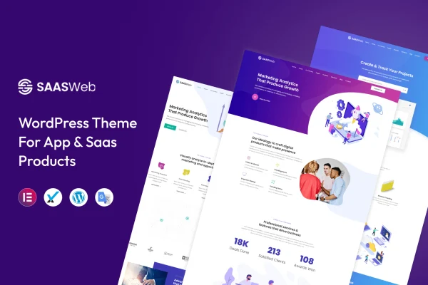 Saasweb WordPress theme preview for app and SaaS product websites