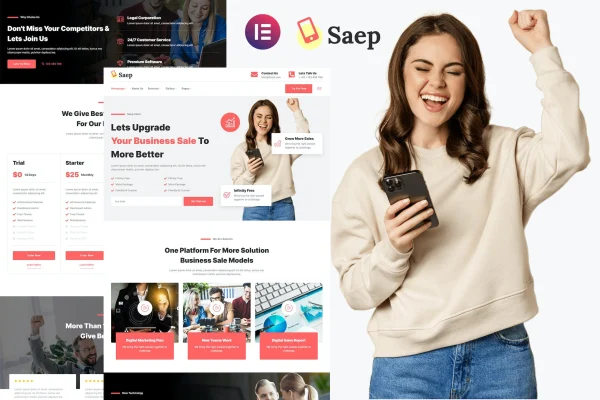 Saep eCommerce app and SaaS Elementor template kit cover image