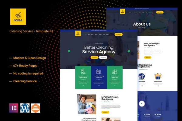 Safee cleaning service Elementor template kit preview