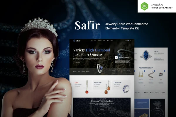 Safir jewelry store Elementor template kit preview