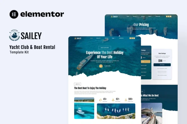 Sailey yacht club and boat rental Elementor template kit preview