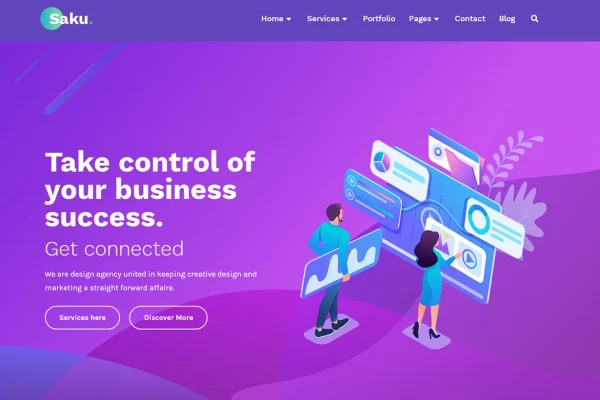 Saku business agency Elementor template kit cover image