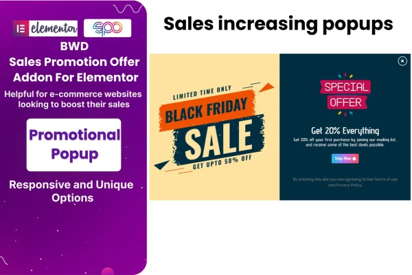 Sales Promotion Offer Elementor addon banner with popup and countdown timer