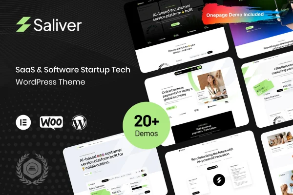 Saliver SaaS and startup tech WordPress theme preview