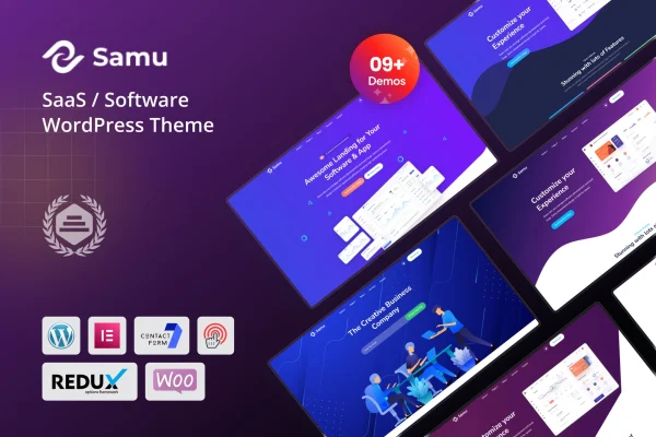 Samu SaaS and software WordPress theme preview