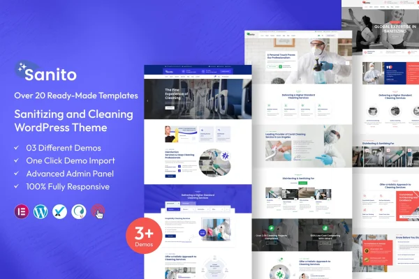 Sanito cleaning and sanitizing WordPress theme preview