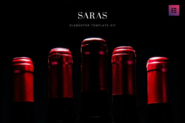 Saras wine template kit preview showing winery website pages