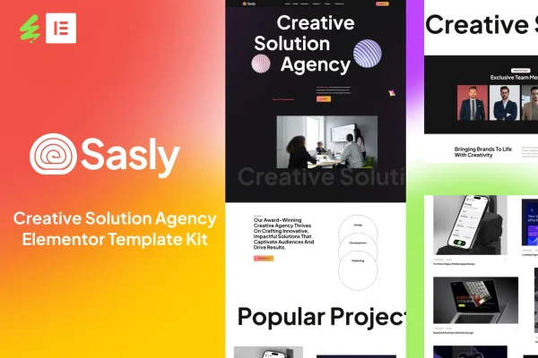 Sasly creative solution Elementor template kit cover image