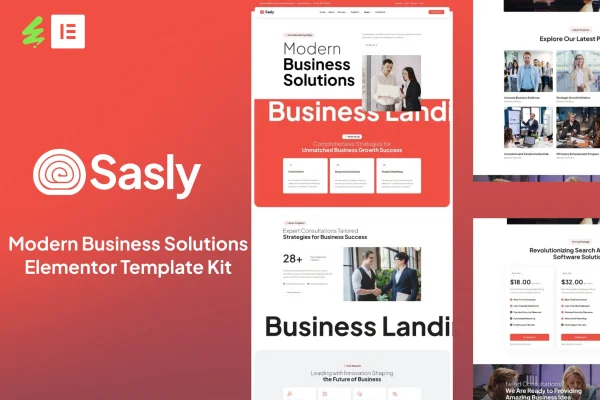 Sasly modern business Elementor template kit cover