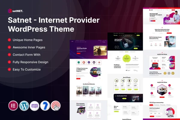 Satnet internet provider WordPress theme preview