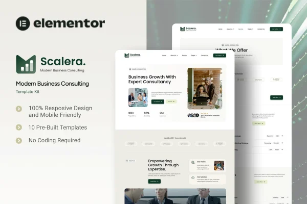 Scalera business consulting Elementor template kit preview