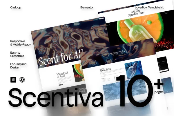 Scentiva perfume and fragrance Elementor template kit preview