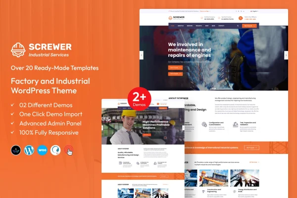 Screwer factory and industrial WordPress theme preview