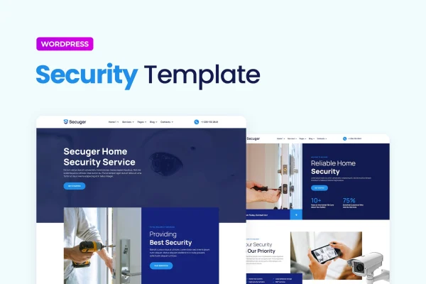 Secuger home security Elementor Pro template kit preview