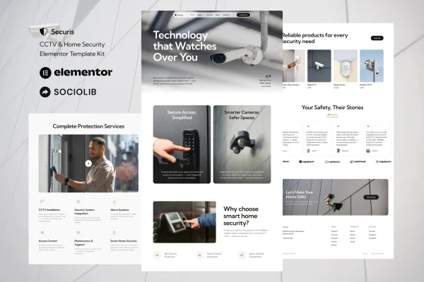 Securis CCTV and home security Elementor template kit preview
