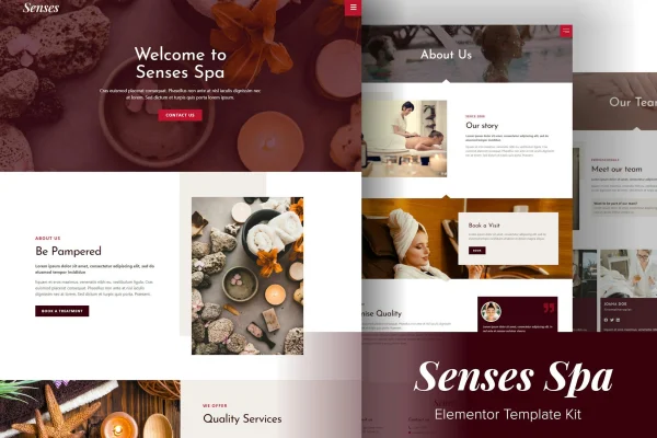 Senses beauty spa and salon Elementor template kit preview