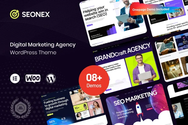 Seonex digital marketing agency WordPress theme preview