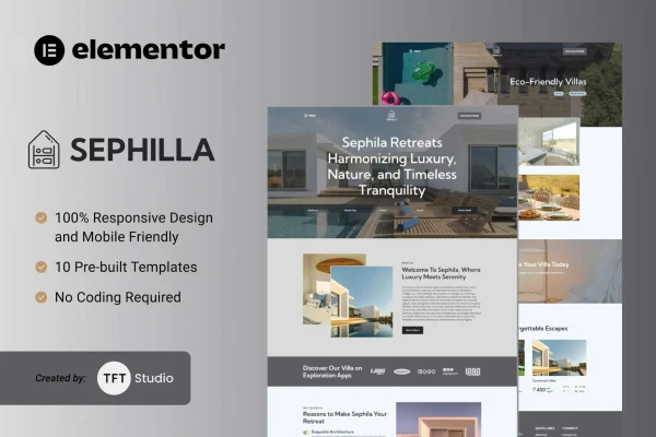 Sephilla luxury villa Elementor template kit preview