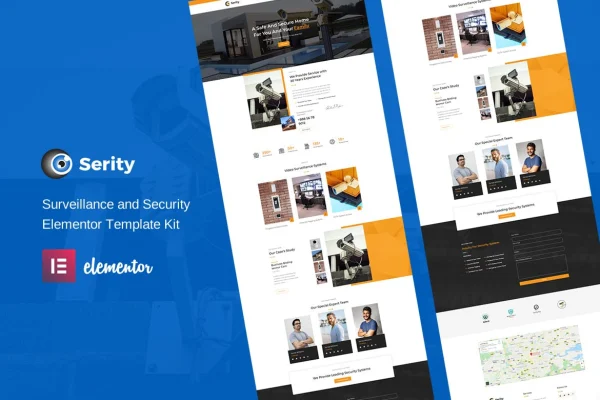 Serity CCTV and security cameras Elementor template kit preview