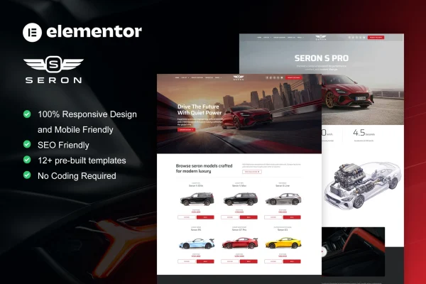 Seron luxury car dealer Elementor template kit preview