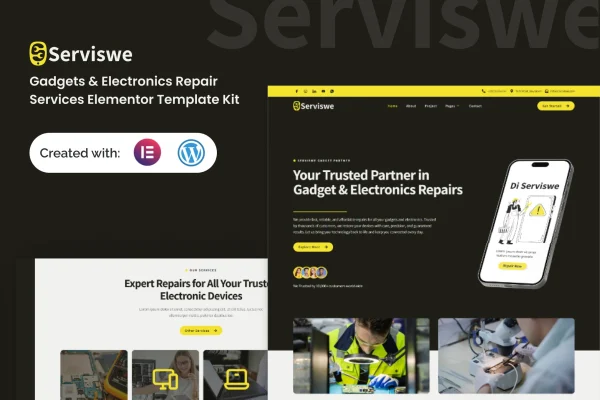 Serviswe gadget and electronic repair Elementor template kit preview
