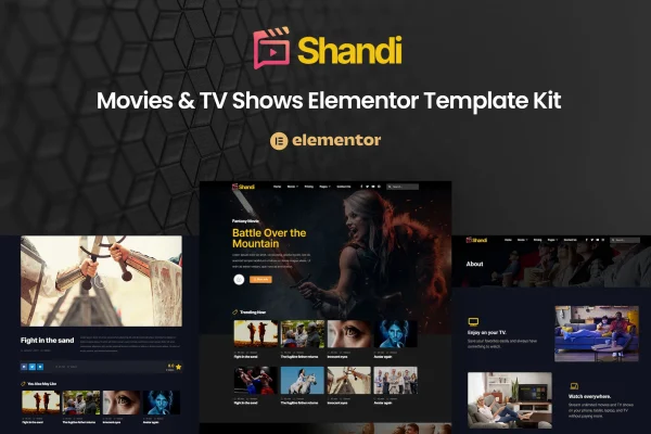 Shandi movies and TV shows Elementor template kit preview