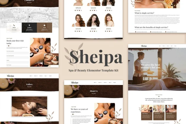 Sheipa spa and beauty Elementor template kit preview