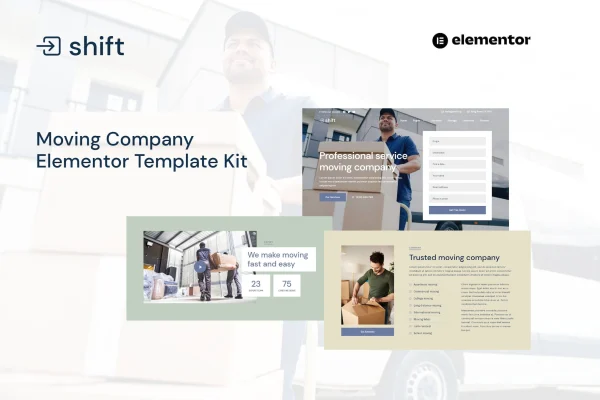 Shift moving company Elementor template kit preview