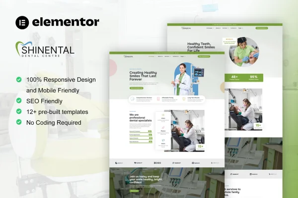 Shinental dentist and medical clinic Elementor template kit preview