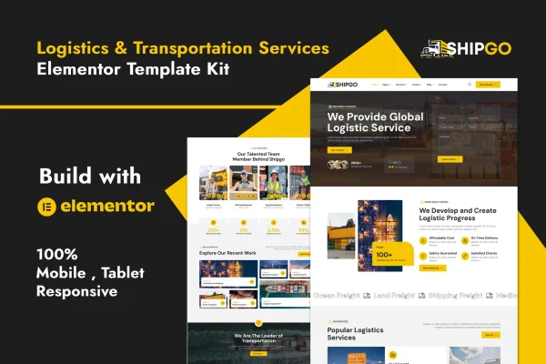 Shipgo cargo and logistics Elementor template kit preview