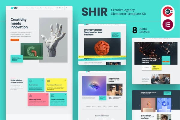 Shir creative agency and portfolio Elementor template kit preview