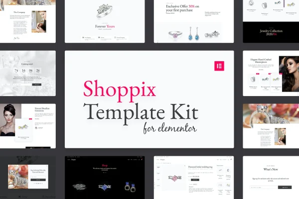 Shoppix jewellery shop Elementor template kit preview