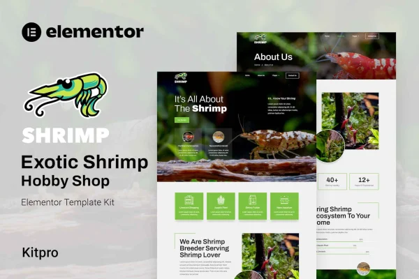 Shrimp aquarium and hobby shop Elementor template kit preview