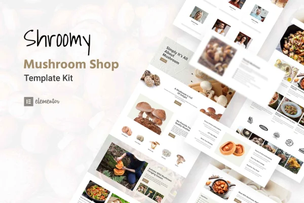 Shroomy mushroom shop Elementor template kit preview