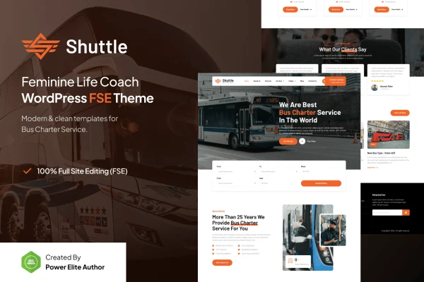 Shuttle bus charter service WordPress theme preview