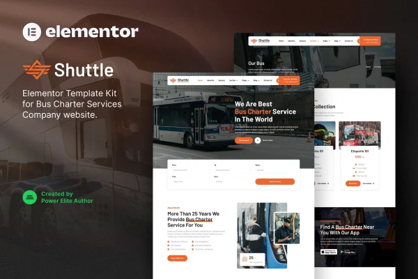Shuttle bus charter and transport company Elementor template kit preview