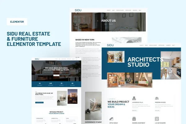 Sidu real estate and furniture Elementor template kit preview