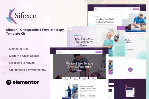Sifoxen chiropractic and physiotherapy Elementor template kit preview