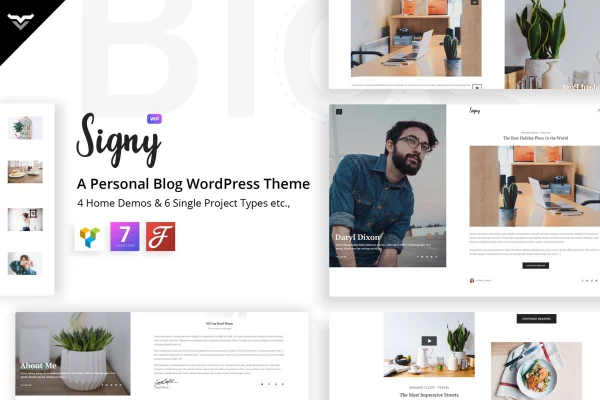 Signy personal blog WordPress theme preview