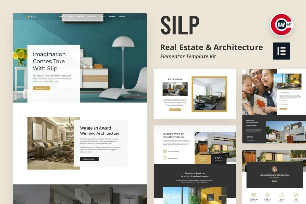 Silp real estate and architecture Elementor template kit preview