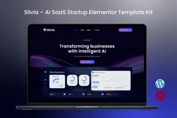 Silvia AI SaaS Startup Elementor Template Kit cover image
