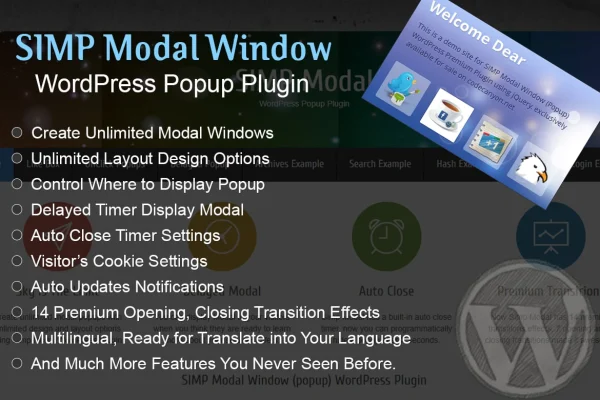 Simp Modal Window WordPress popup plugin banner