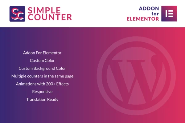 Simple Counter for Elementor plugin banner with animated number counters