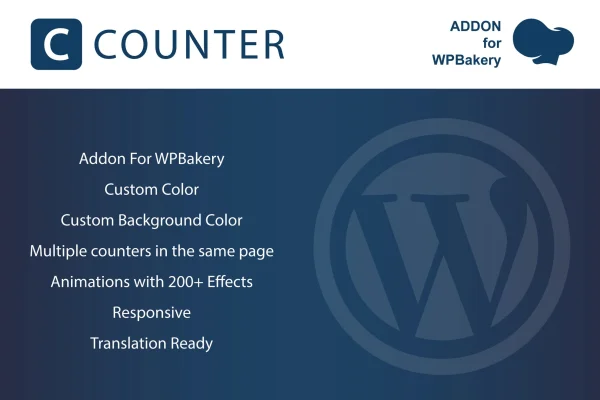 Simple Counter for WPBakery plugin banner showing animated number counters