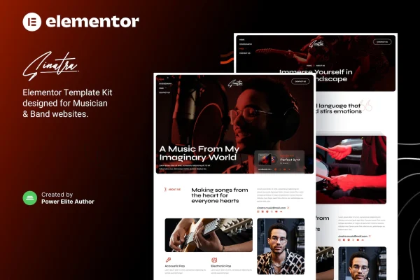 Sinatra musician and band Elementor template kit cover image