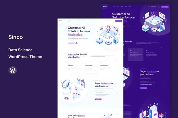 Sinco data science WordPress theme preview