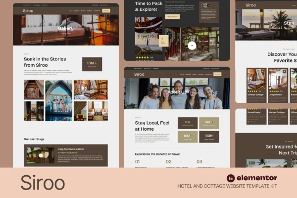 Siroo hostel and cottage Elementor template kit preview
