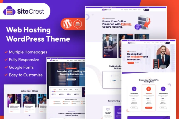 SiteCrest web hosting WordPress and WHMCS theme preview