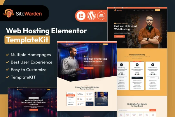 SiteWarden web hosting Elementor template kit preview